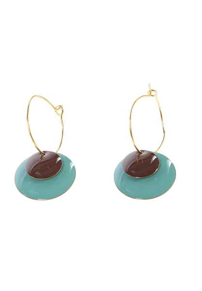 Mint Round Enameled Earrings - Verde Donna Earrings (E6641)